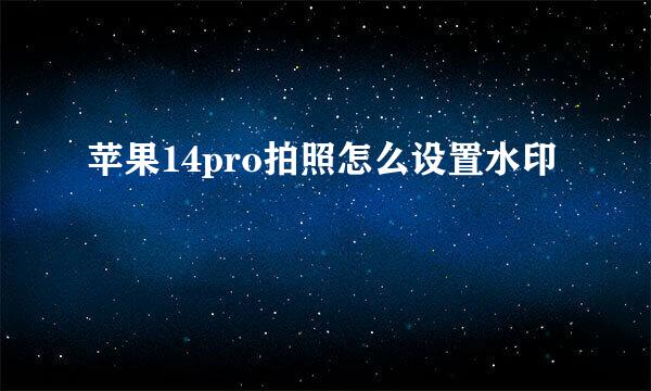 苹果14pro拍照怎么设置水印