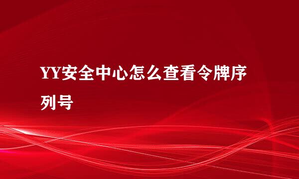 YY安全中心怎么查看令牌序列号