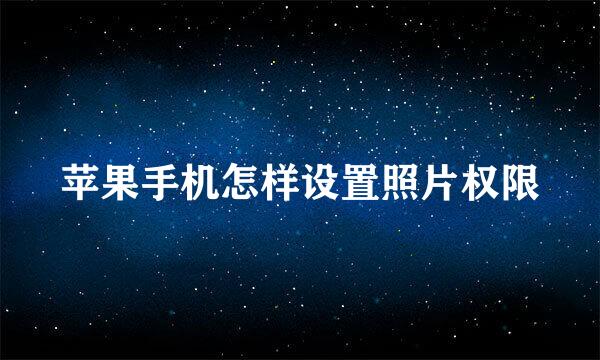 苹果手机怎样设置照片权限