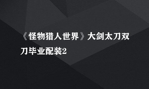 《怪物猎人世界》大剑太刀双刀毕业配装2