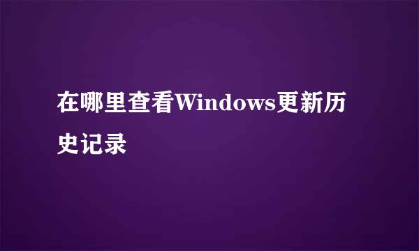 在哪里查看Windows更新历史记录