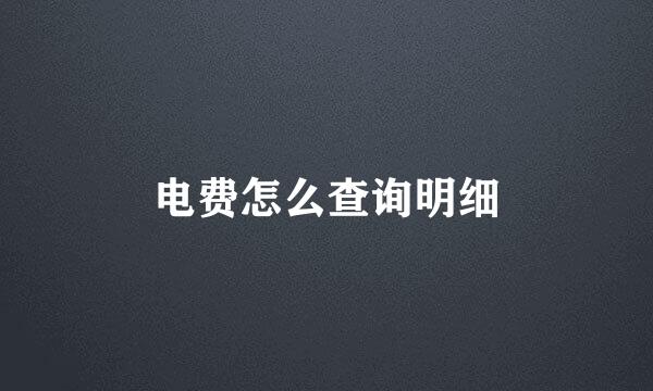 电费怎么查询明细