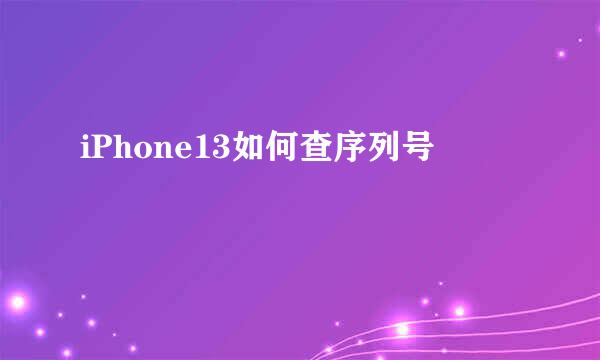 iPhone13如何查序列号