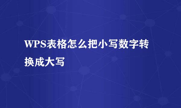 WPS表格怎么把小写数字转换成大写