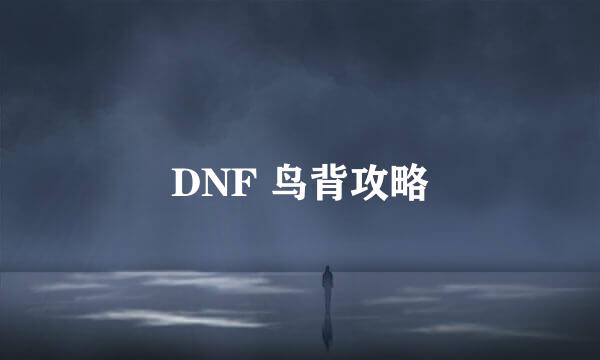 DNF 鸟背攻略