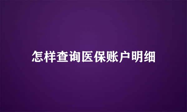 怎样查询医保账户明细