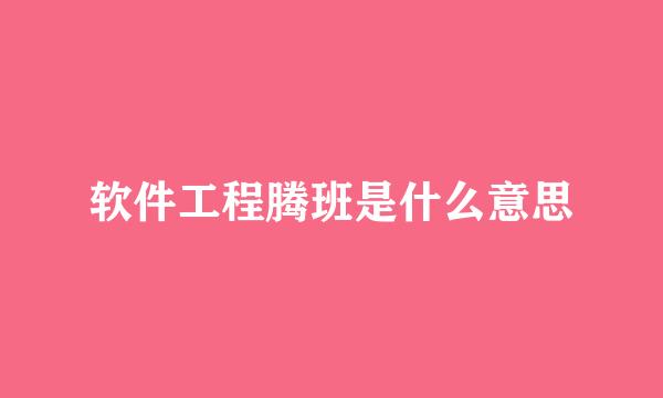 软件工程腾班是什么意思