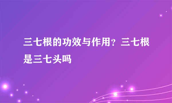 三七根的功效与作用？三七根是三七头吗