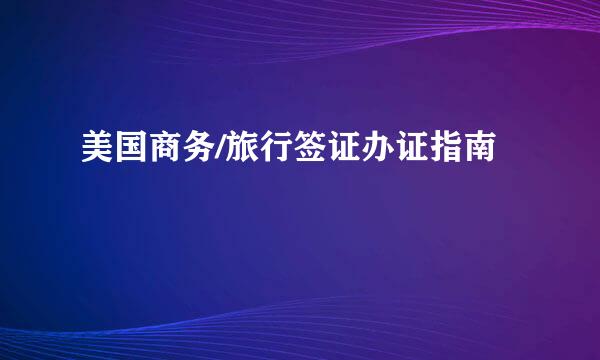 美国商务/旅行签证办证指南