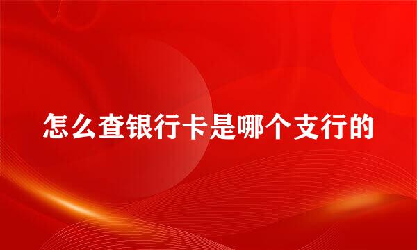 怎么查银行卡是哪个支行的