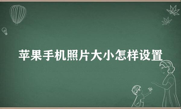 苹果手机照片大小怎样设置