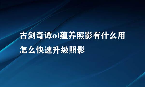 古剑奇谭ol蕴养照影有什么用怎么快速升级照影