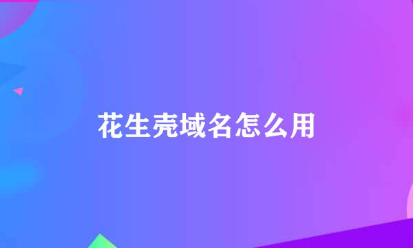 花生壳域名怎么用