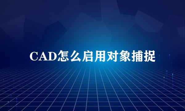 CAD怎么启用对象捕捉