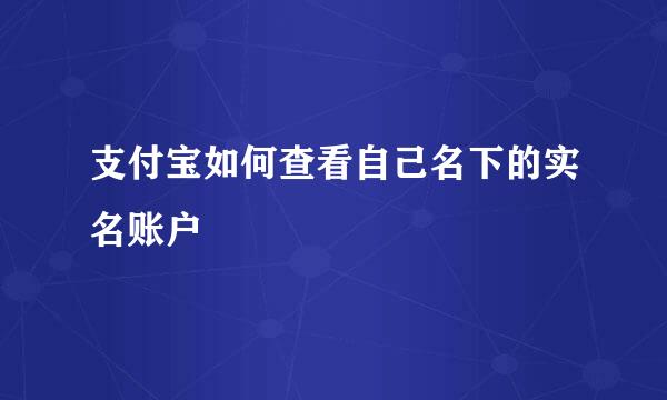 支付宝如何查看自己名下的实名账户