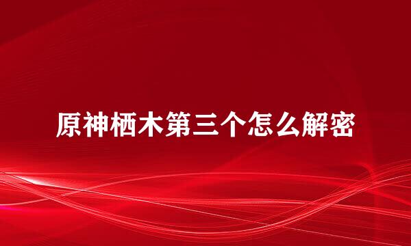原神栖木第三个怎么解密