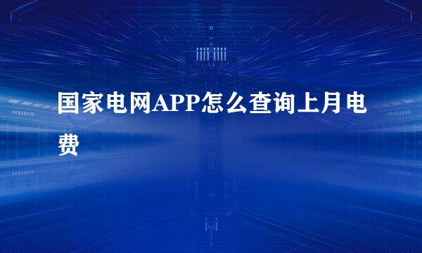 国家电网APP怎么查询上月电费