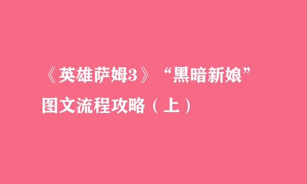 《英雄萨姆3》“黑暗新娘”图文流程攻略（上）