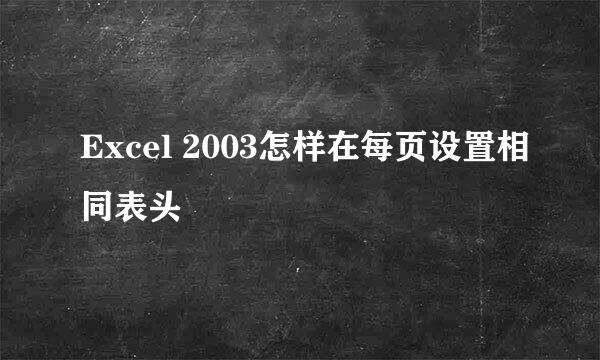 Excel 2003怎样在每页设置相同表头