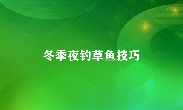 冬季夜钓草鱼技巧