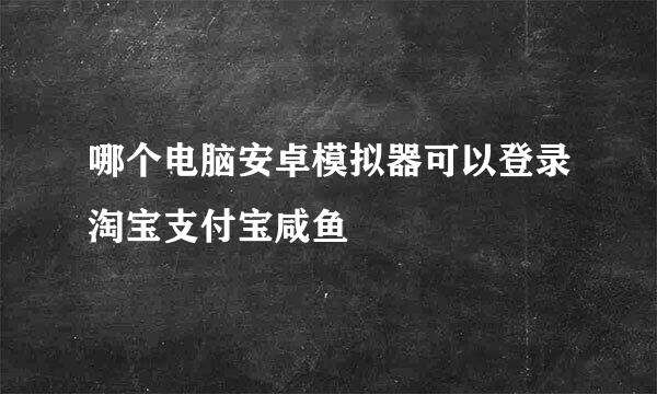 哪个电脑安卓模拟器可以登录淘宝支付宝咸鱼