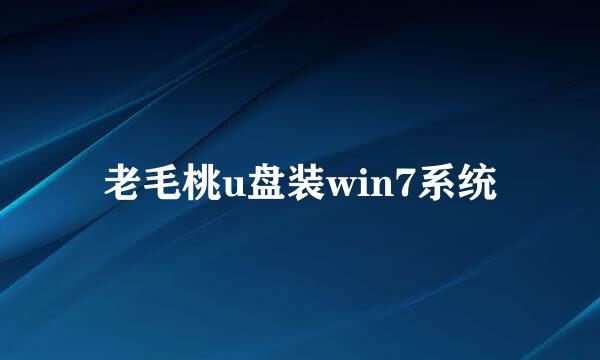老毛桃u盘装win7系统