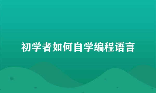 初学者如何自学编程语言