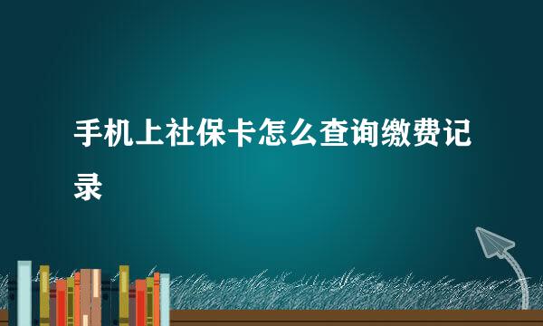 手机上社保卡怎么查询缴费记录