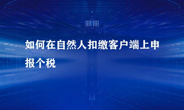 如何在自然人扣缴客户端上申报个税