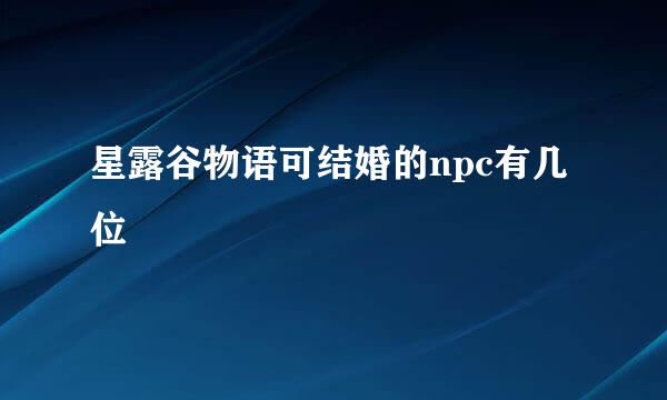 星露谷物语可结婚的npc有几位