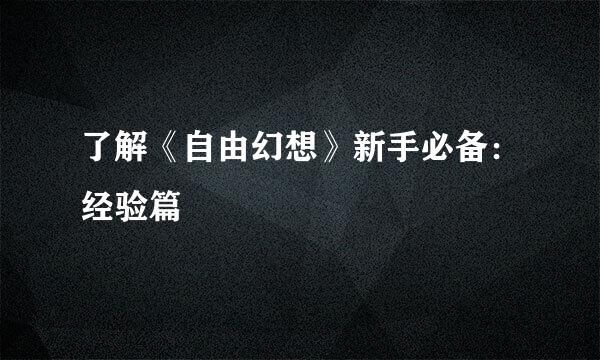 了解《自由幻想》新手必备：经验篇