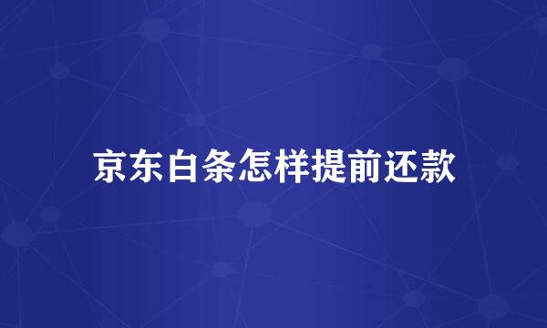 京东白条怎样提前还款