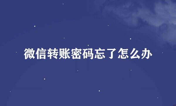 微信转账密码忘了怎么办