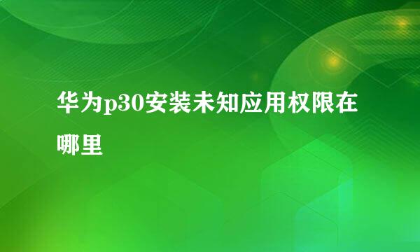 华为p30安装未知应用权限在哪里