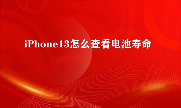 iPhone13怎么查看电池寿命