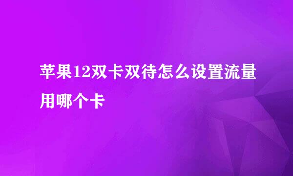 苹果12双卡双待怎么设置流量用哪个卡