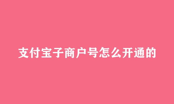 支付宝子商户号怎么开通的