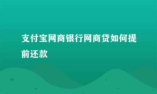 支付宝网商银行网商贷如何提前还款