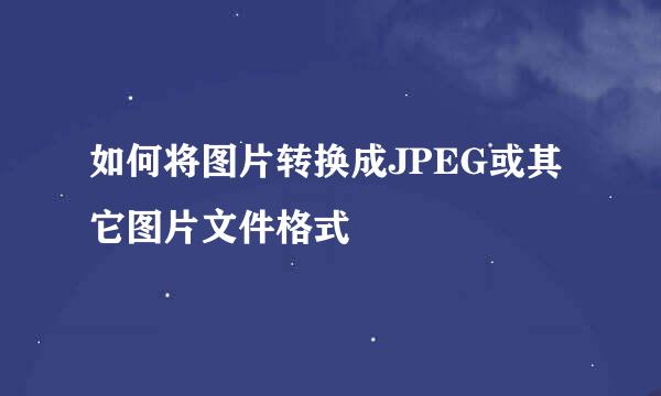 如何将图片转换成JPEG或其它图片文件格式