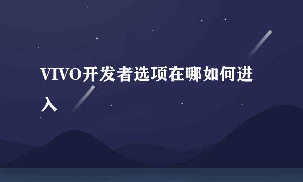 VIVO开发者选项在哪如何进入
