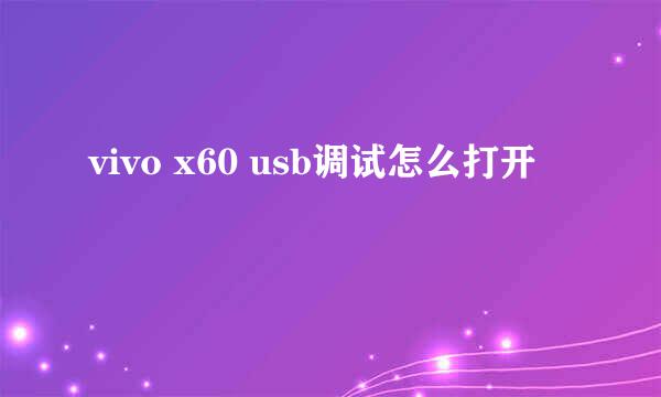 vivo x60 usb调试怎么打开
