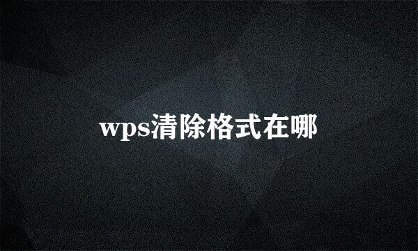 wps清除格式在哪