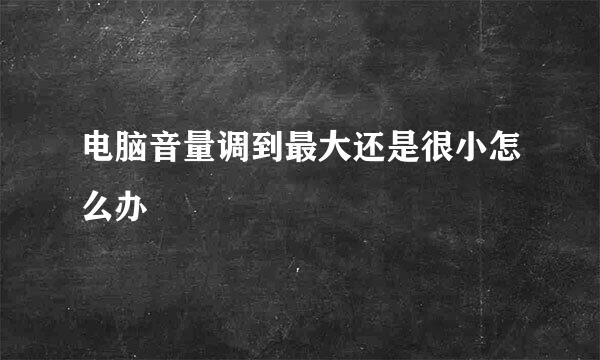 电脑音量调到最大还是很小怎么办