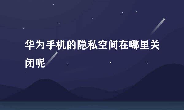 华为手机的隐私空间在哪里关闭呢