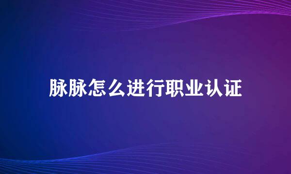 脉脉怎么进行职业认证