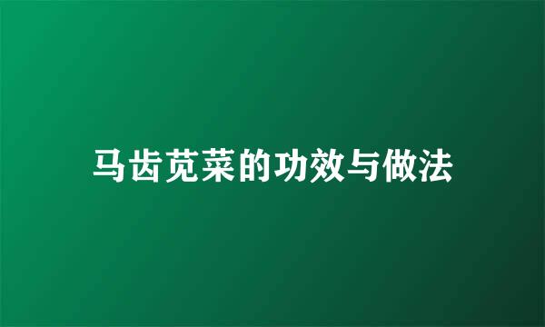 马齿苋菜的功效与做法