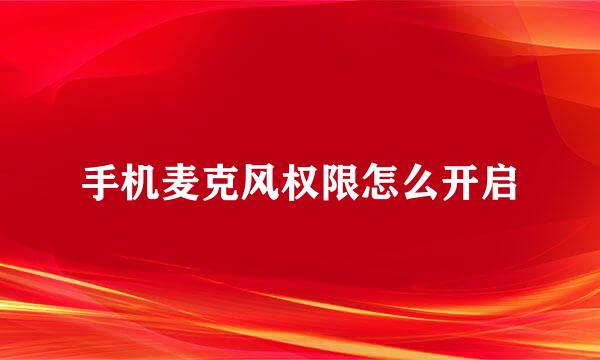 手机麦克风权限怎么开启