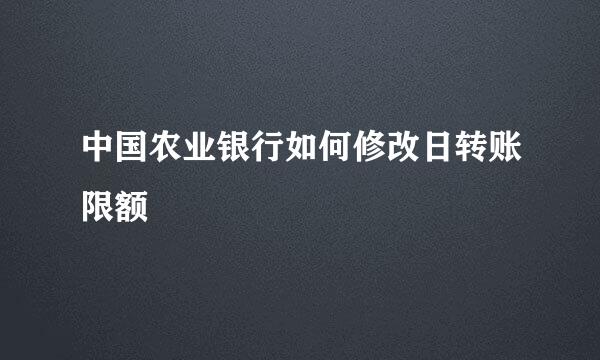 中国农业银行如何修改日转账限额