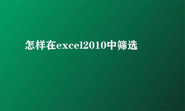 怎样在excel2010中筛选