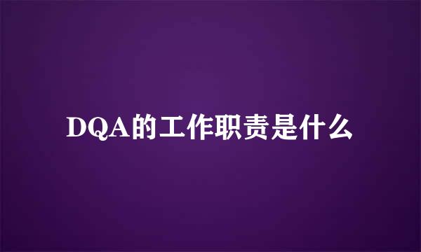 DQA的工作职责是什么